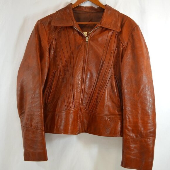 Women's Brown Leather Jacket - Picture 1 of 11